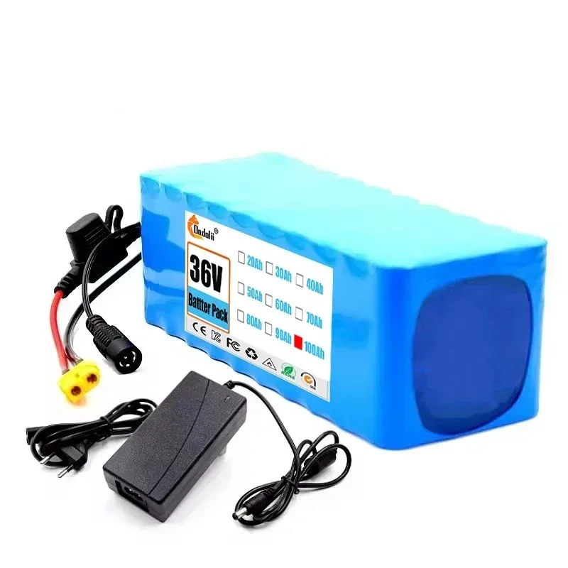 100% original 36V 10s4p 100Ah 20000W large capacity 18650 lithium battery pack with BMS XT60 Plug 18650battery