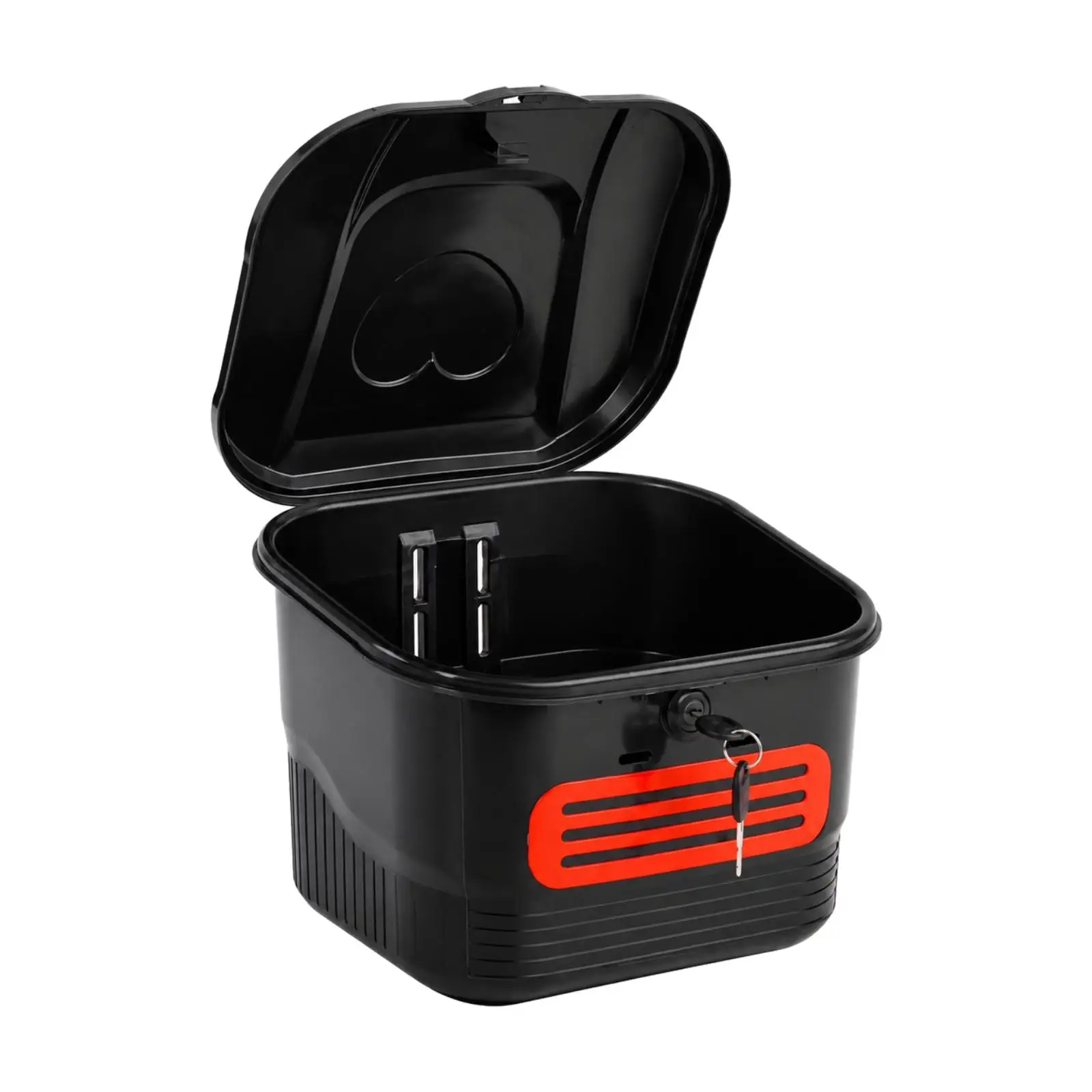 Molded Electric Cycle Basket with Hinged Cover Weather-Resistant Enclosed Electric Bicycle Storage Basket with Lock