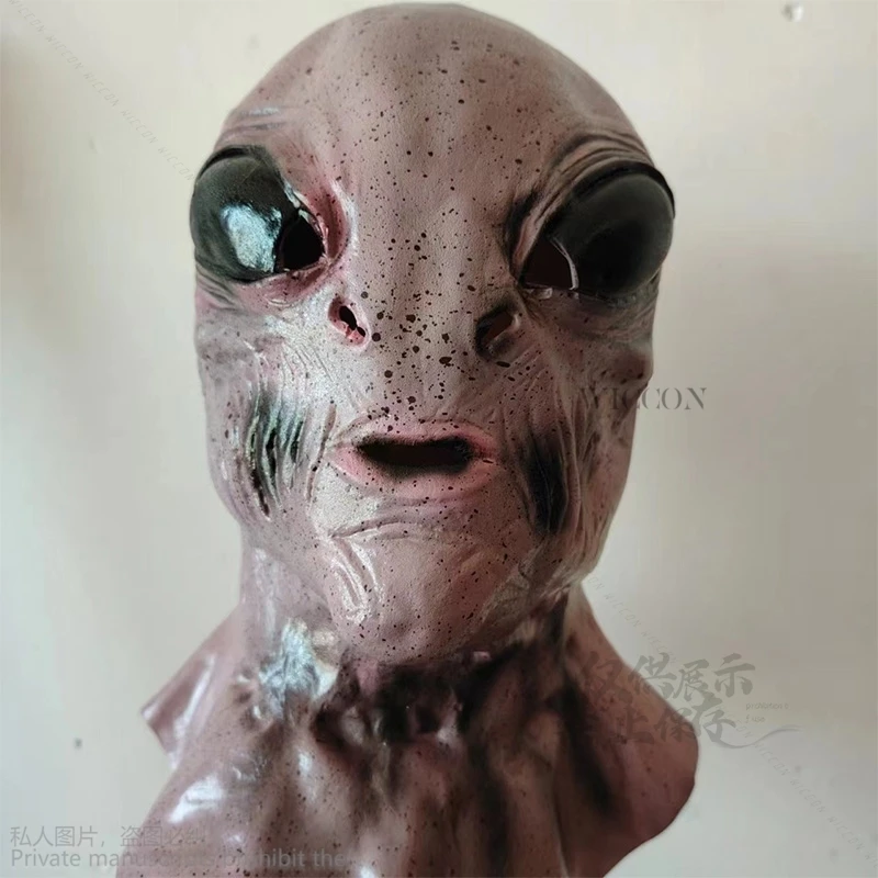 Máscara de Alien de látex para Halloween, máscara de cabeza completa, Cosplay terrorífico para adultos, máscara de Alien para hombres, máscara de cara completa de miedo para mujeres, Anime