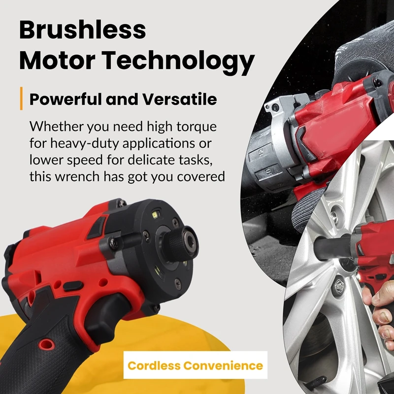 

YLS-220N.M 1/2" Cordless Electric Impact Wrench Variable 4 Speed Brushless Electric Wrench Power Tool For 18V Battery