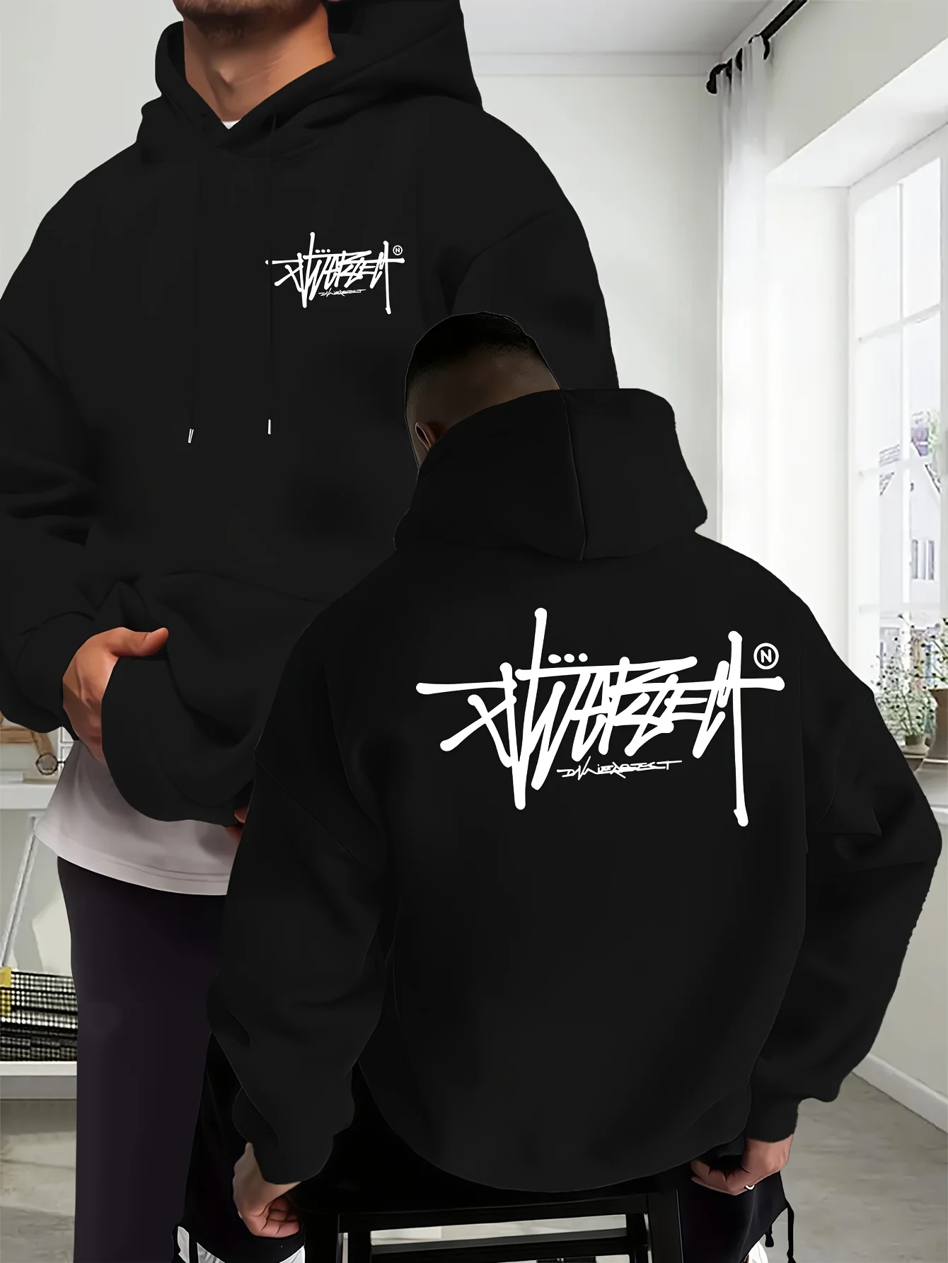 2026 new design printed men's and women's hooded sports shirt, autumn and winter casual, relaxed and warm sports top