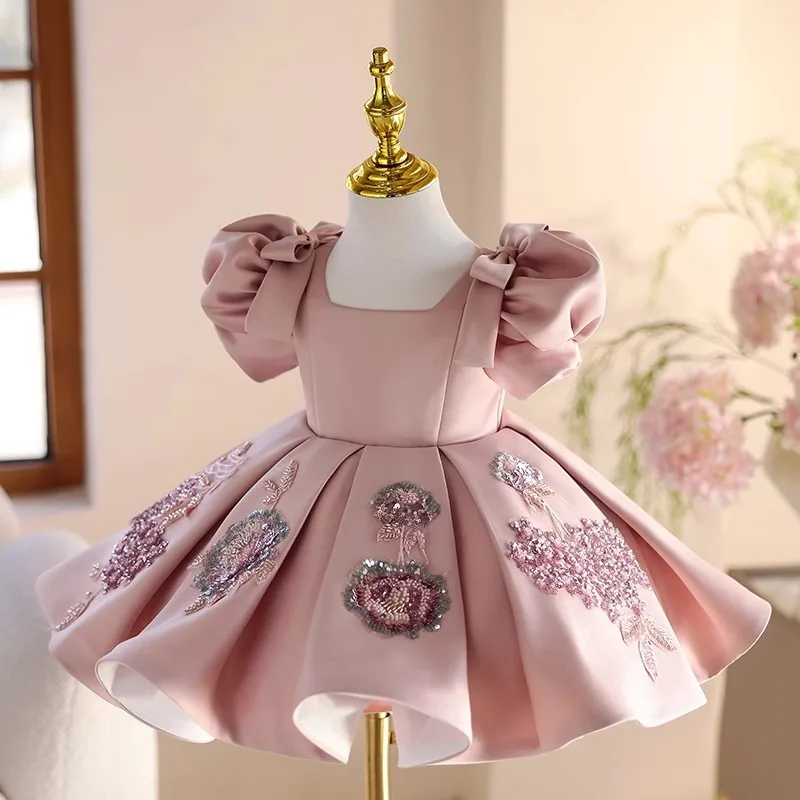 IYEAL Girl's High-end Dress Little Host Piano Show Dress Birthday Party Dress Flower Girl Princess Dress