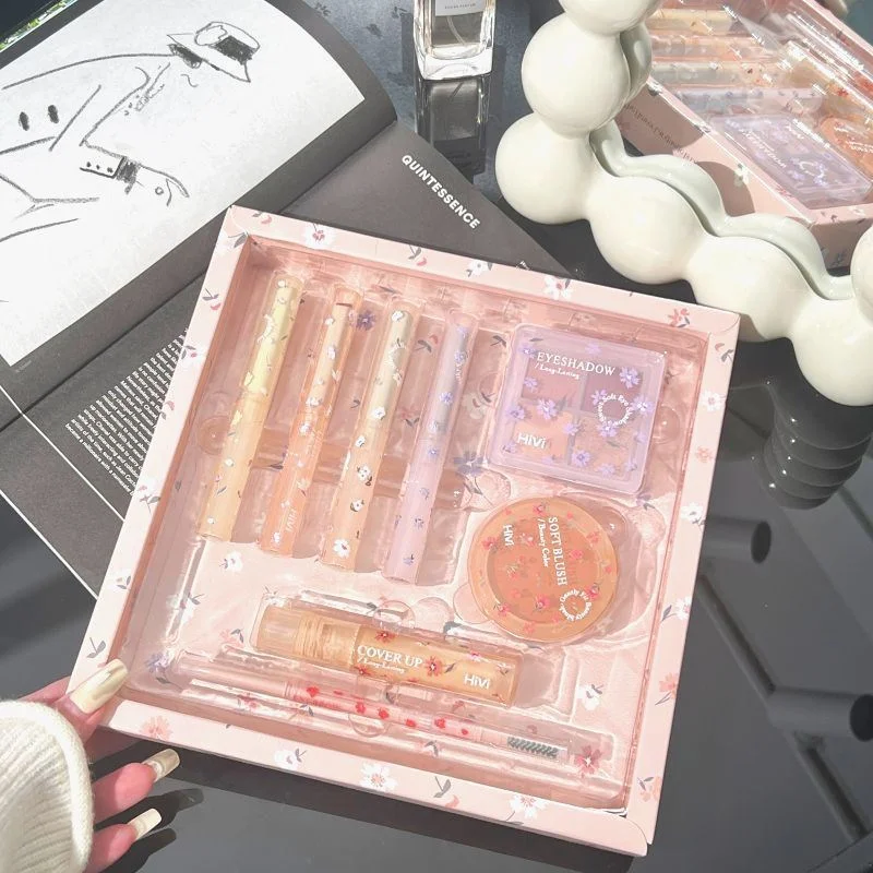 مجموعة مكياج فلاور نوز للنساء، مجموعة كاملة، مجموعة منتجات مكياج طويلة الأمد، 8 قطع أحمر شفاه