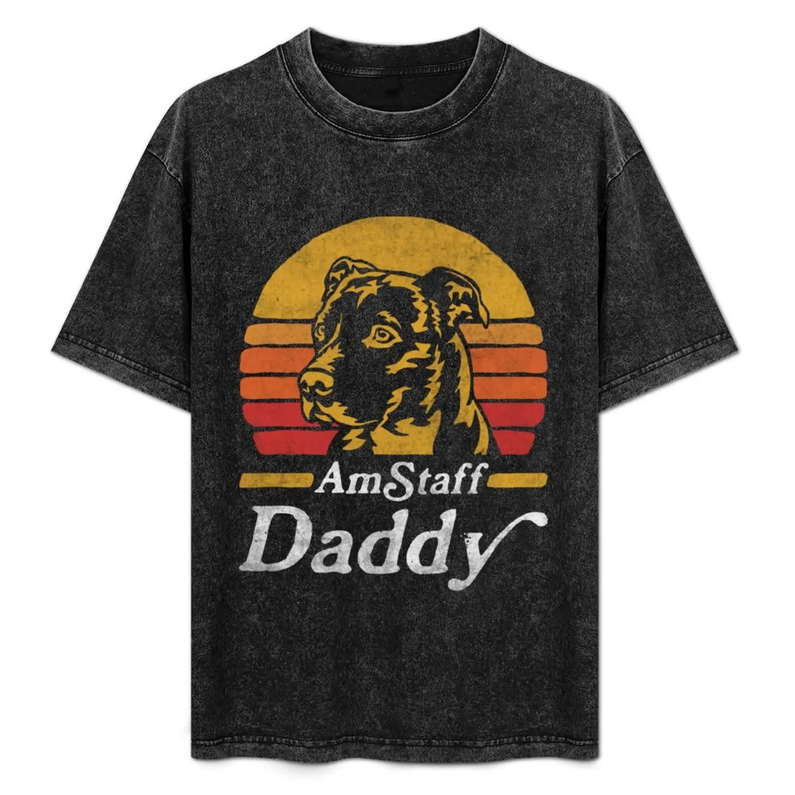 

Retro Vintage AmStaff Daddy T-Shirt Minimalist Plain Crew Neck T-Shirt