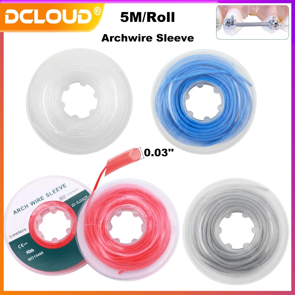 5M/Roll Dental Orthodontic Elastic Archwire Sleeve Tubing Wire Protect Dentistry Plastic Cannula I.D 0.03