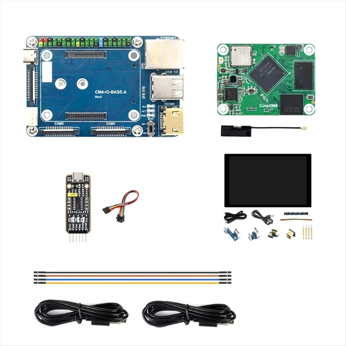 HU√◆ND Core3566 Module Kit RK3566 Quad-Core Processor, with 8-Inch -Compatible Touch Screen for CM4 US PLUG