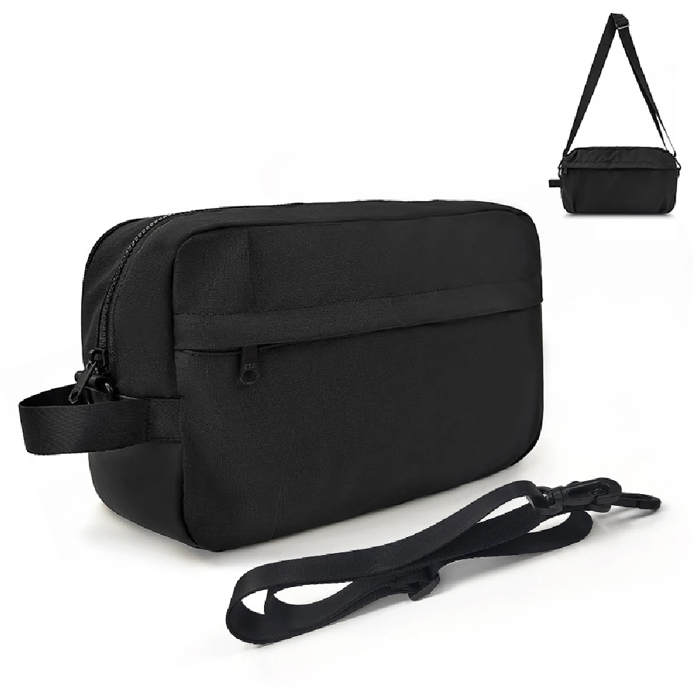 Crossbody Shoe Bag Black Zippered Carrier Men Women Gym Sneaker Golf Football Soccer Tennis Bowling Basketball Dance Organizer