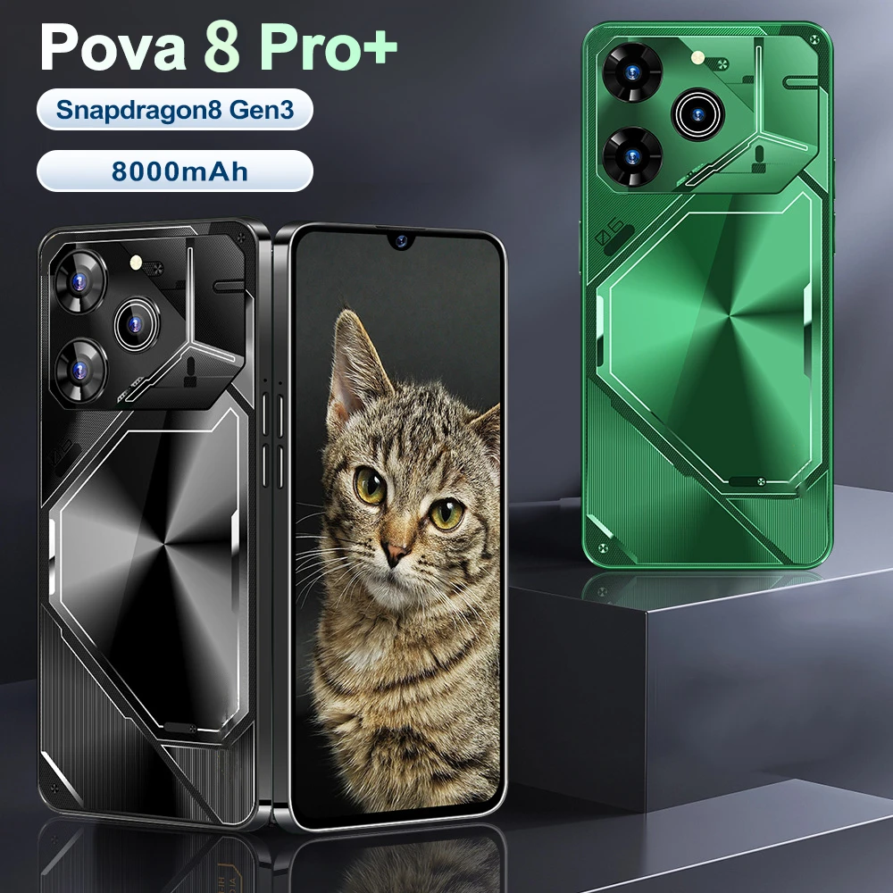 

Smartphone Pova 8 Pro unlocked HD Screen maximum memory 22GB+2TB 5G Dual Sim Celulares Android14 Unlocked 8000mAh Cell celular