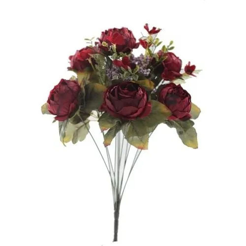 Nettenevime Artificial Flower Laminated Rose Peony Erengul Big size Bundle Red 40CM