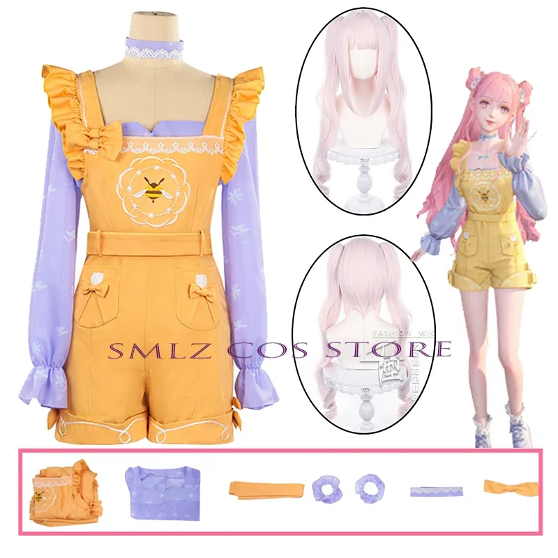 Juego Infinity Nikki Cosplay Anime Nikki disfraz amarillo encantador peleles uniforme peluca conjunto Halloween fiesta juego traje para mujer