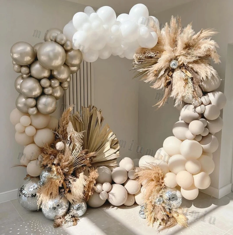 Matte Sand White Apricot Balloon Garland Arch Kit Boho Wedding Birthday Party Champagne Gold Latex Baby Shower Decoration Ballon