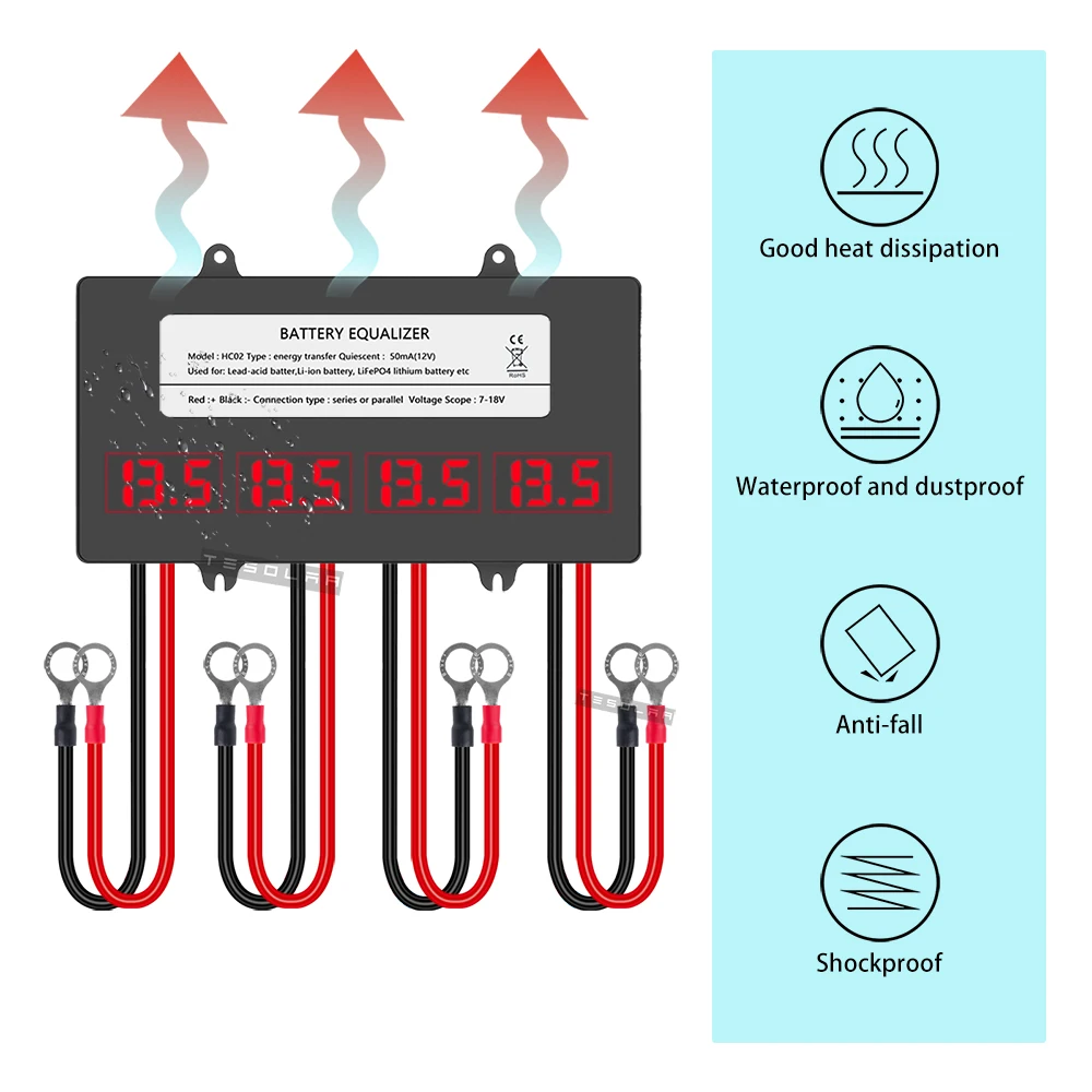 Battery Equalizer LED Display For N x 12V Batteries Balancer 24V 48 V Voltage Balance Battery Charger Regulators Series Parallel