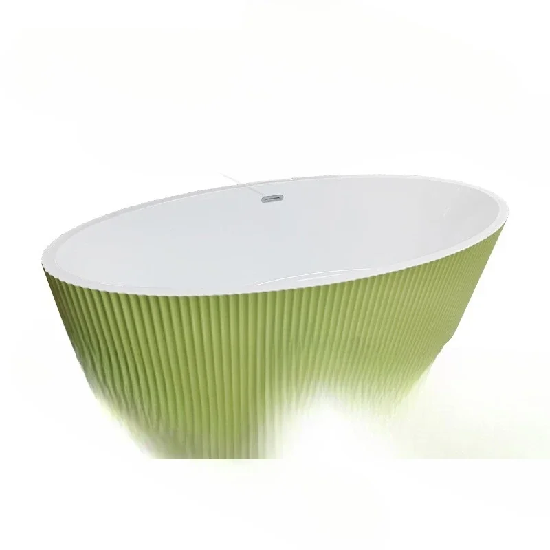 Striped simple thin-edged detached bed and breakfast hotel acrylic bathtub, modern bathtub