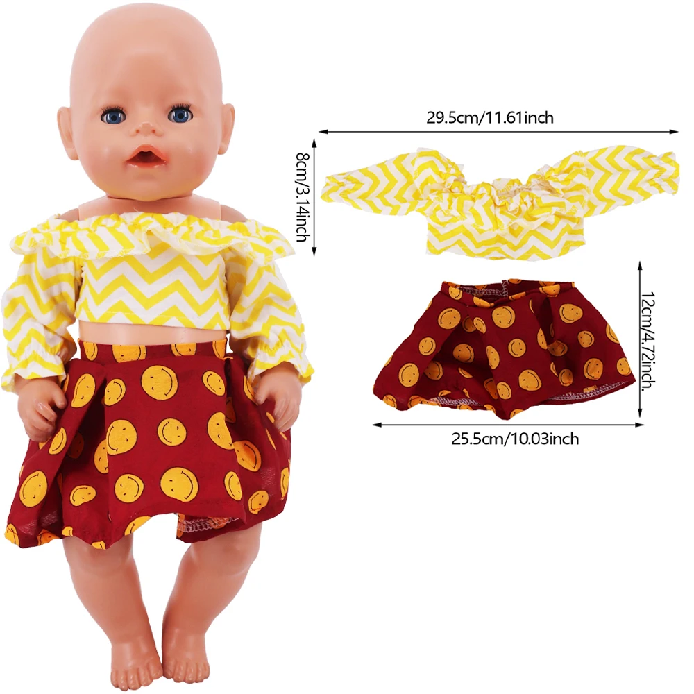 Vêtements assortis à manches courtes et jupe courte faits à la main pour bébé Reborn, accessoires de robe de beurre, jupe d'été, fille qui préconise l'anniversaire, 43cm