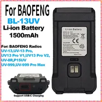 For BAOFENG Walkie Talkie Battery BL-13UV 1500mAh DC7.4V for BF-UV13 UV-13Pro UV5R P15UV Two Way Radios Support Type-C Charge