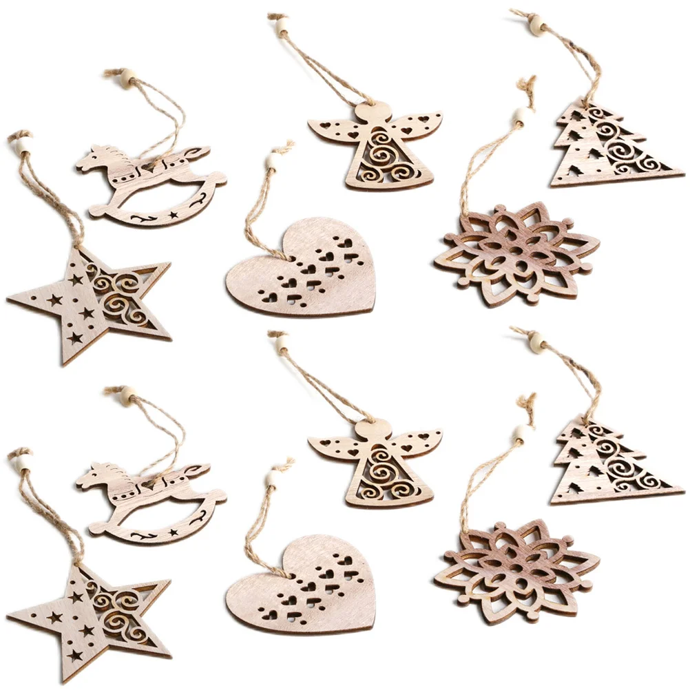 

1Set Christmas Wooden Cutouts Xmas Painting Pendants DIY Blank Wood Chips Home Hanging Ornaments Xmas Tree Decorations