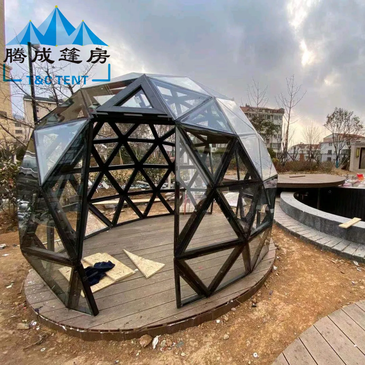 

Sale round tempered glass house transparent spherical starry sky room outdoor yurt tent homestay sun room