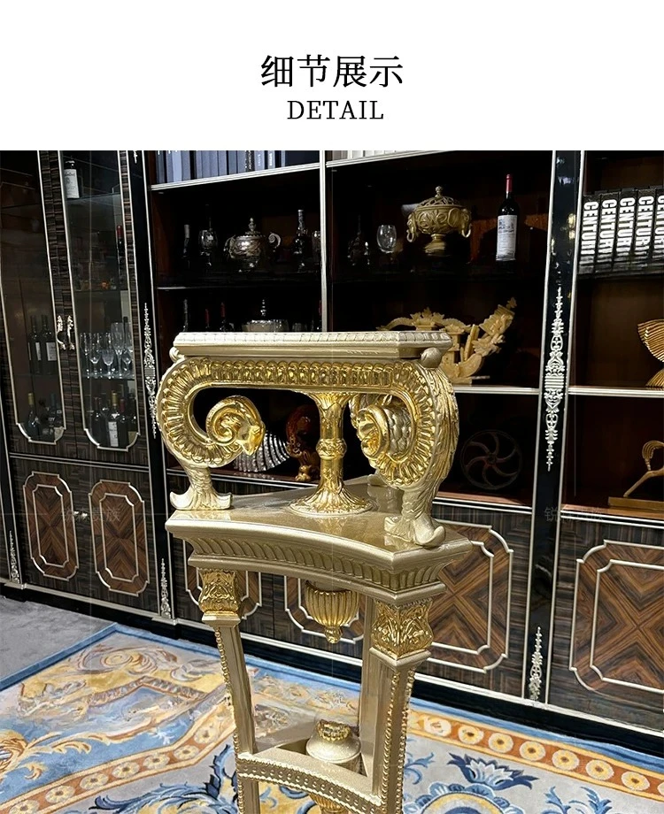 French solid wood flower stand, European court luxury carved rack floor-to-ceiling neoclassical flower pot stand furniture 4