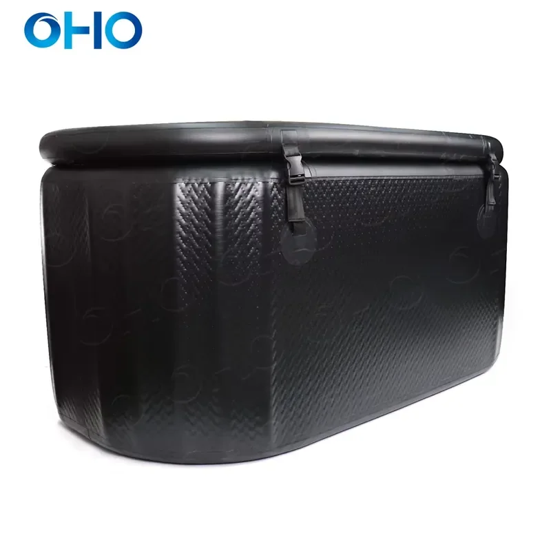Inflatable Portable Bathtub Outdoor Freestanding Soaking Tub Cold Therapy Ice Bath Athlete Muscle Recovery Black 132x70x62cm