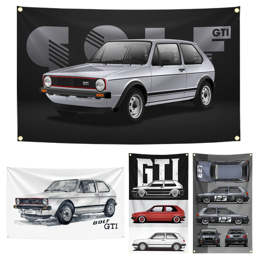 90x150cm Classic Vintage VGolfs Car Flag JDM Tapestry Polyester Digital Printing Banner for Garage Wall Art Out Door Decoration