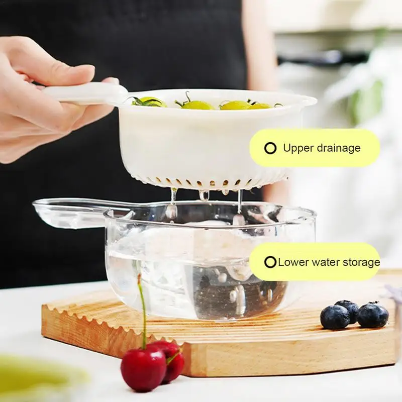 Kitchen Drain Basket Portable Vegetable And Fruit Strainer Double-Layer Veggie Colander Portable Kitchen Colander For Pasta