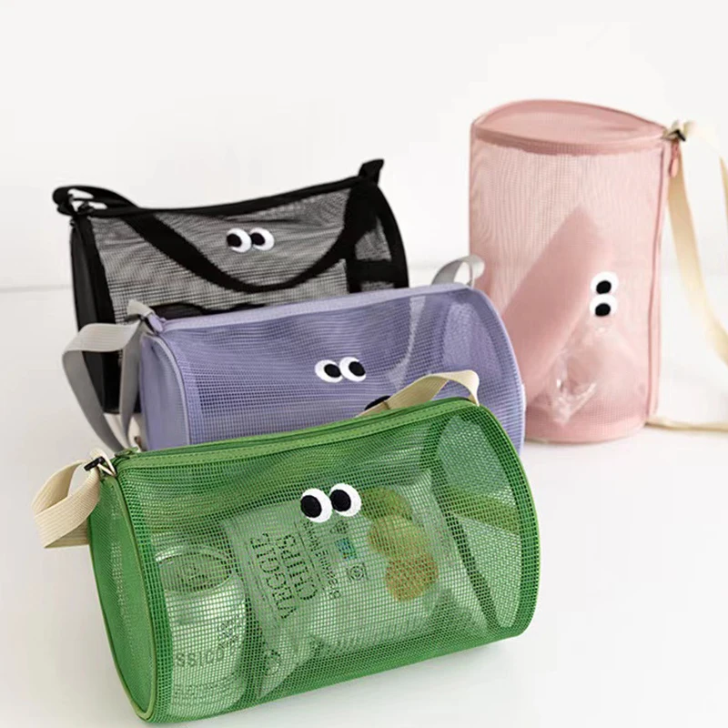 New Fashionable Diagonal Swimming Bag, Cylindrical Mesh Shoulder Handbag, Travel Bag, Large Capacity Toiletry Bag,storage