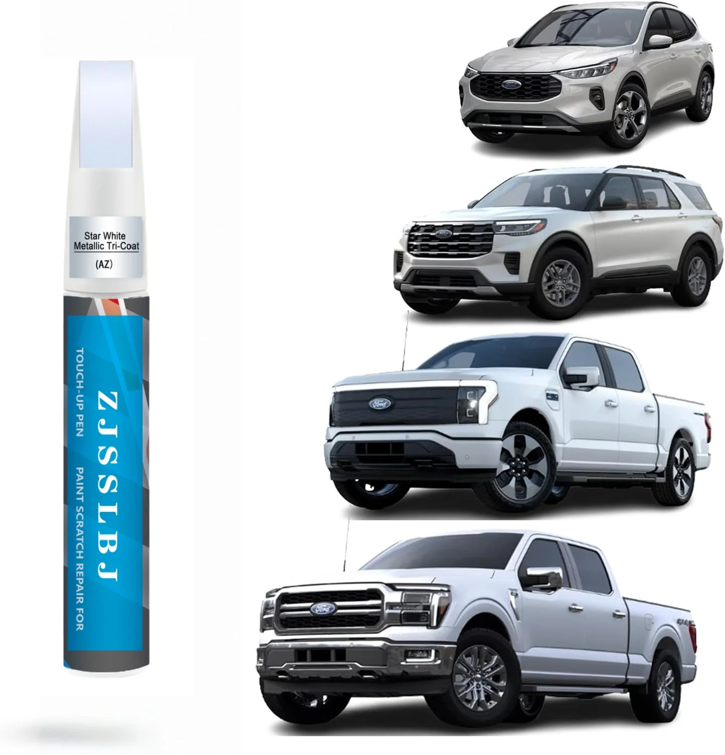 Car Touch Up Paint(Star White Metallic Tri-Coat(AZ)) for Ford, Car Paint Scratch Repair Kit, Quick & Easy Solution to Repair, 2