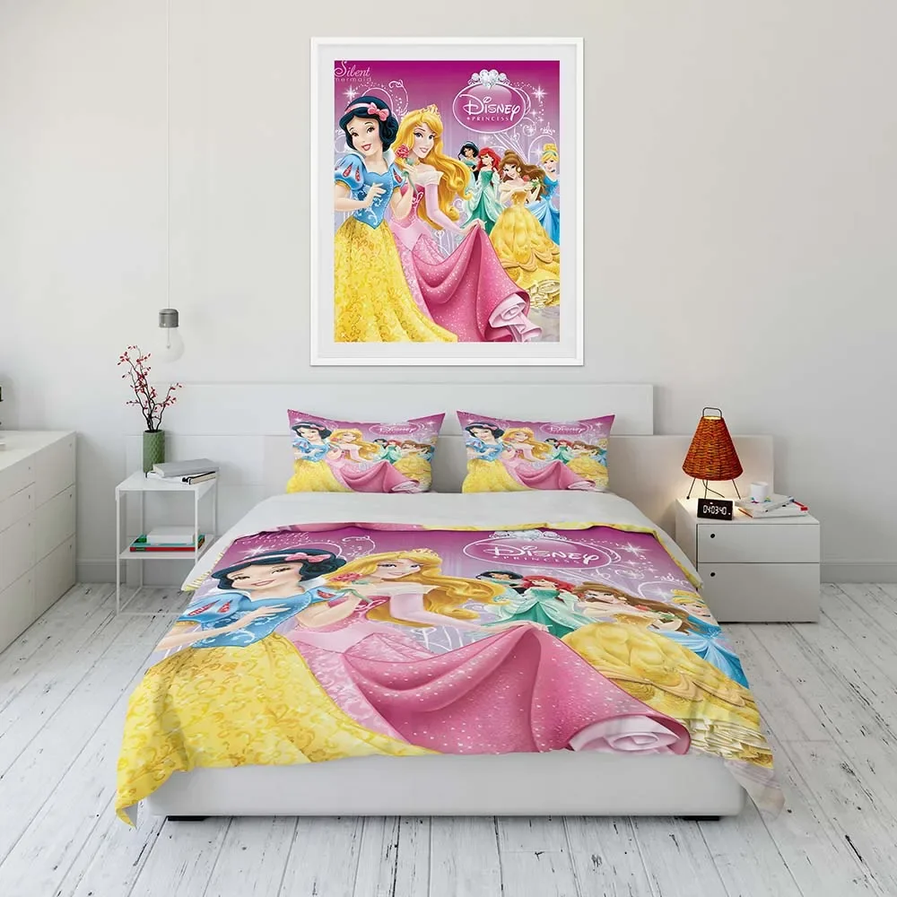 Disney Princess Cartoon Duvet Cover Bedding Set Anime Comforter Cover for Bedroom Decoration Children Birthday Gifts Full Size