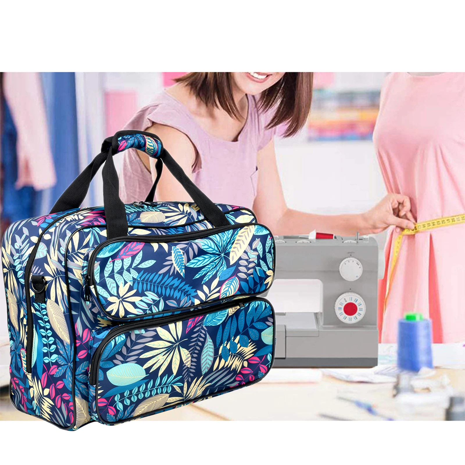 Sewing Machine Bag Pouch Pockets Carrying Case Large Capacity Nylon Universal Travel Tote Bag for Sewing Machine Accessories