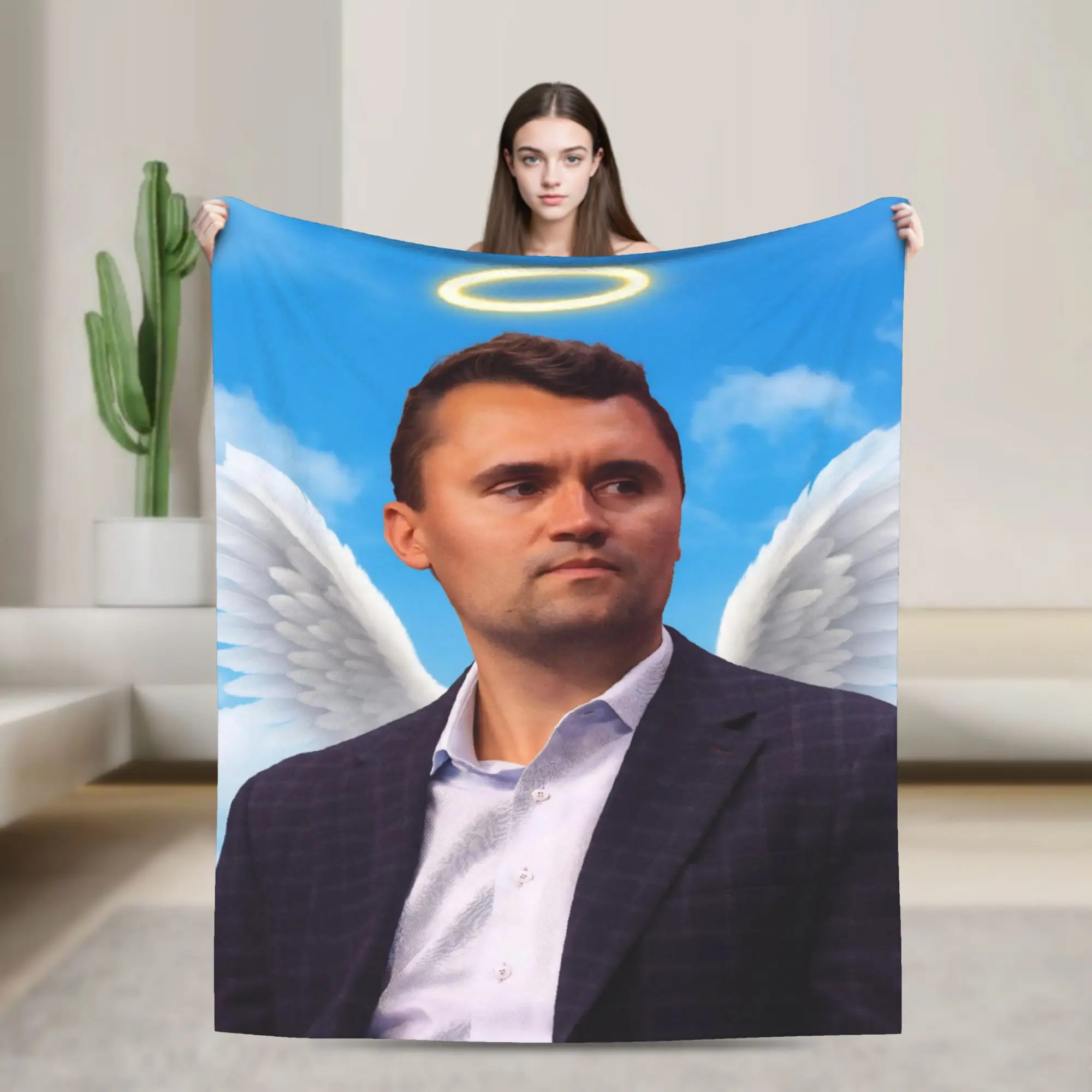 Charlie Kirk RIP 1993-2025 Commemorative Comic Warm Soft Blankets  Plush Bedding Throws Couch Chair Flannel Bedspread Bed Cover