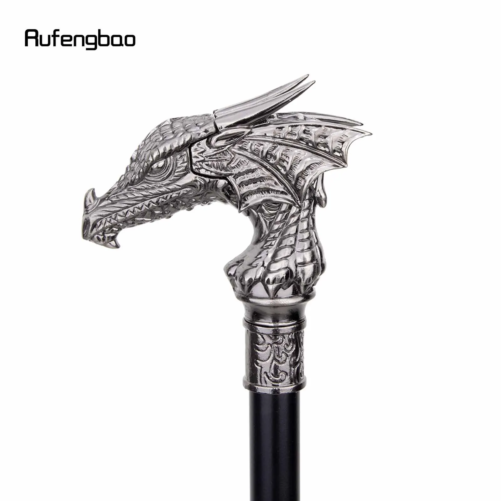 Dragon Head Single Joint Walking Stick with Hidden Plate Self Defense Fashion Cane Plate Cosplay Crosier Stick 93cm