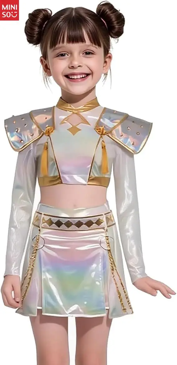 Miniso Witcher Girl Group Mira Platinum Cosplay, Anime Zoe Lumi Weiß Bühnenoutfit Performance Kostüm