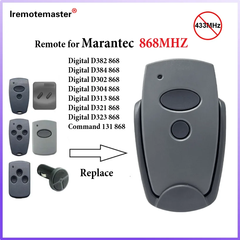 For Marantec D302 D304 868MHz Garage Door Remote Control Compatible with MARANTEC Digital D382 D384 D321 D323 D313 868MHZ Opener