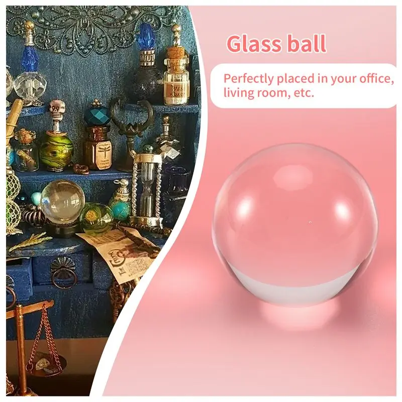 AWAH Transparent Color Glass Crystal Ball Healing Sphere Photography Props Ball Decor