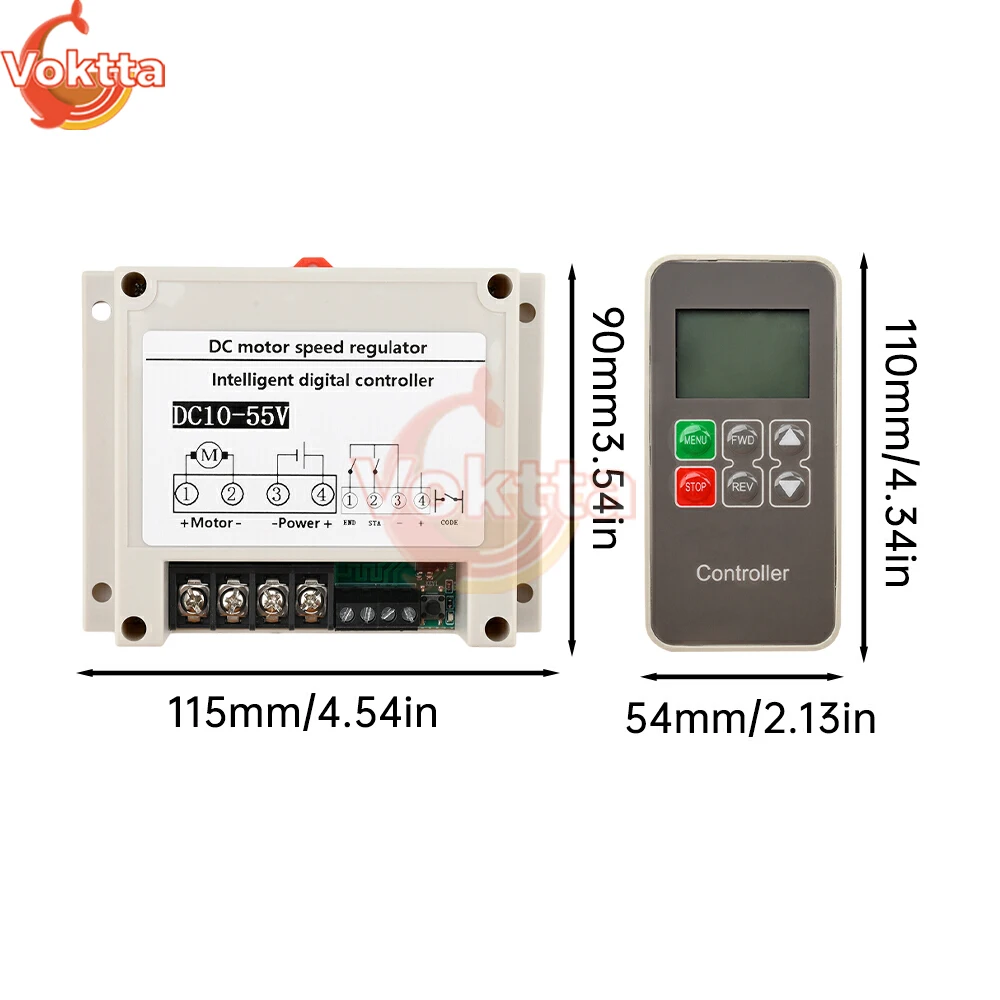 DC 10-55V 30A PWM Motor Speed Controller DC Intelligent Brushed Forward/Reverse Motor Drive Wireless Remote Control Switch