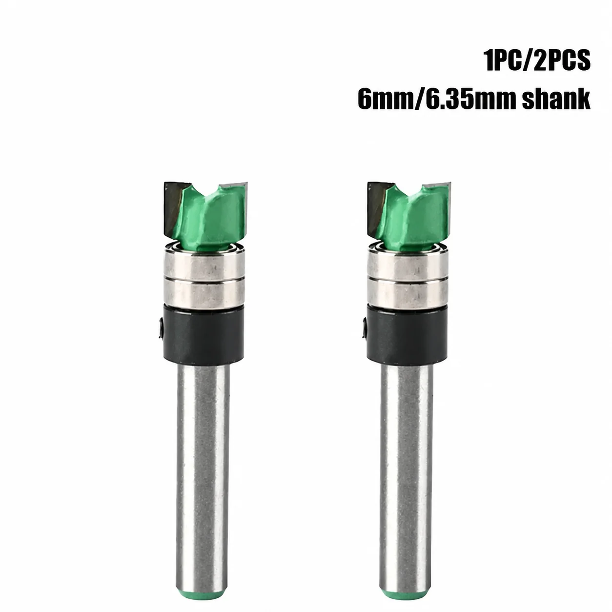 6MM/6.35MM Shank Double-Bearing Trimming Milling Cutter 1PC/2PCS Steel Blade Profile Bottom Milling Cutter For Precise Grooving