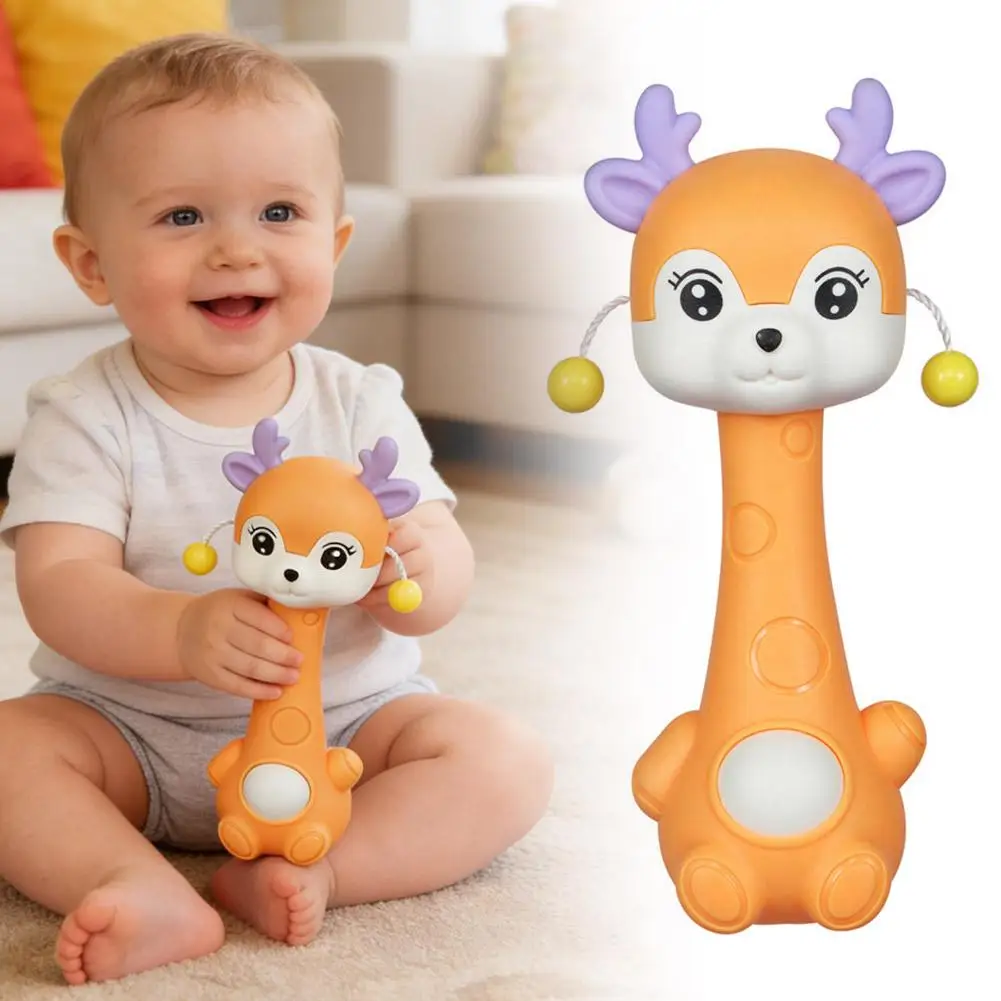 Baby Drummer Ringing Toy Animal Rattle Hand Grip Baby Toys Shaker Crinkle Squeaky Sensory Toy for Children