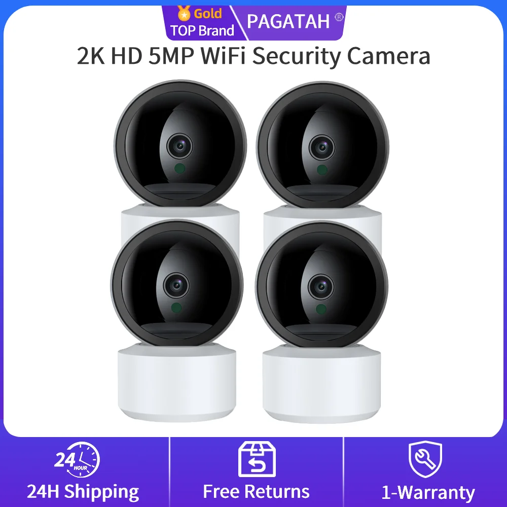 كاميرا مراقبة متعددة الحزمة 5 ميجابكسل تعمل بالواي فاي مع 2K HD تتبع الحركة للرؤية الليلية 2-Way الصوت في الوقت الحقيقي تنبيهات O-Kam App #1
