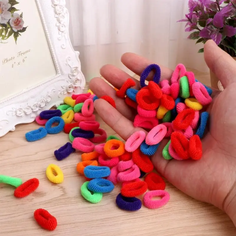 X5XE 100PCS Colorful Small Elastic Hair Bands Children Ponytail Holder Kids Headband