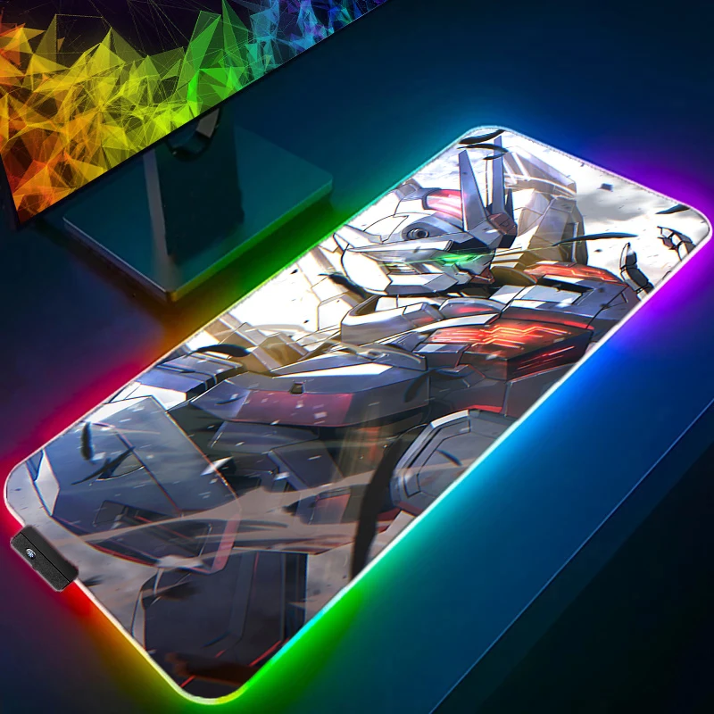 RGB LED أنيمي ماوس حصيرة مكتبية مكتب جهاز كمبيوتر شخصي اكسسوارات ماوس الوسادة M-ميكانيكية W-warrior G-gundam الألعاب لوحة المفاتيح #1