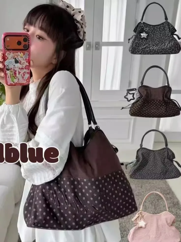

Baddlue Retro Leopard Polka Dot Y2K Large Capaci Commuter Underarm Women's Tote Bag Casual Simple Sle with Inner ket