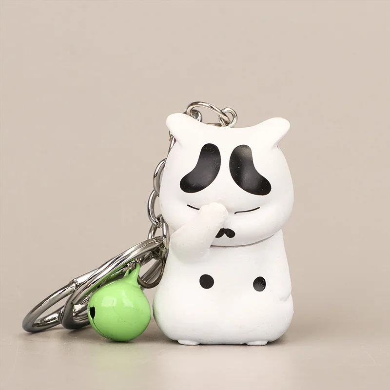 Cute Shy Cat Keychains Chubby Kitten Keyring Trinket Bag Ornament Keys