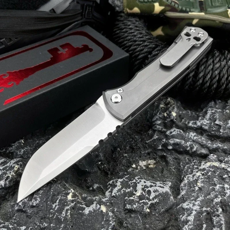 

High-hardness Portable Folding Knife TC4 Titanium Anti-rust Handle Outdoor Rock Climbing Hiking Multi-functional Camping Knife