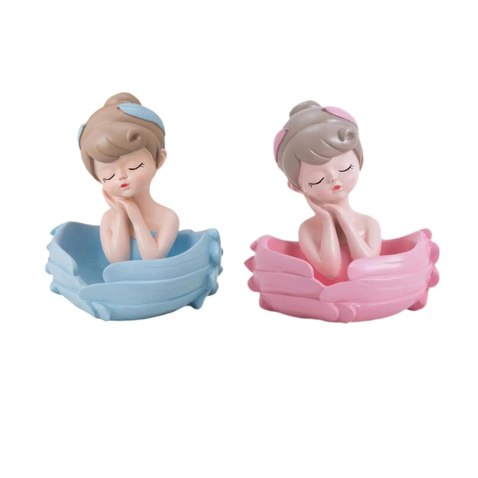 Angel Resin Statue Figurine Girl Decorative Storage Box Serving Tray Organizer for Jewelry Trinket Cabinet Key Makeup Brushes