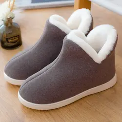 Men 2022 Spring Winter Warm Ankle Boots Indoor Plush Slipper Boots Cozy Home Furry Loafers Unisex Women Shoes