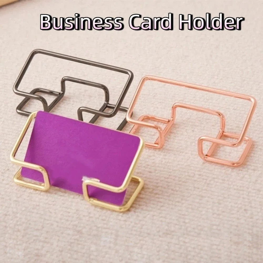 Metal Business Card Holder Rustproof Modern Style Name Card Stand Space-saving Sturdy Card Display Holder Desktop Accessories