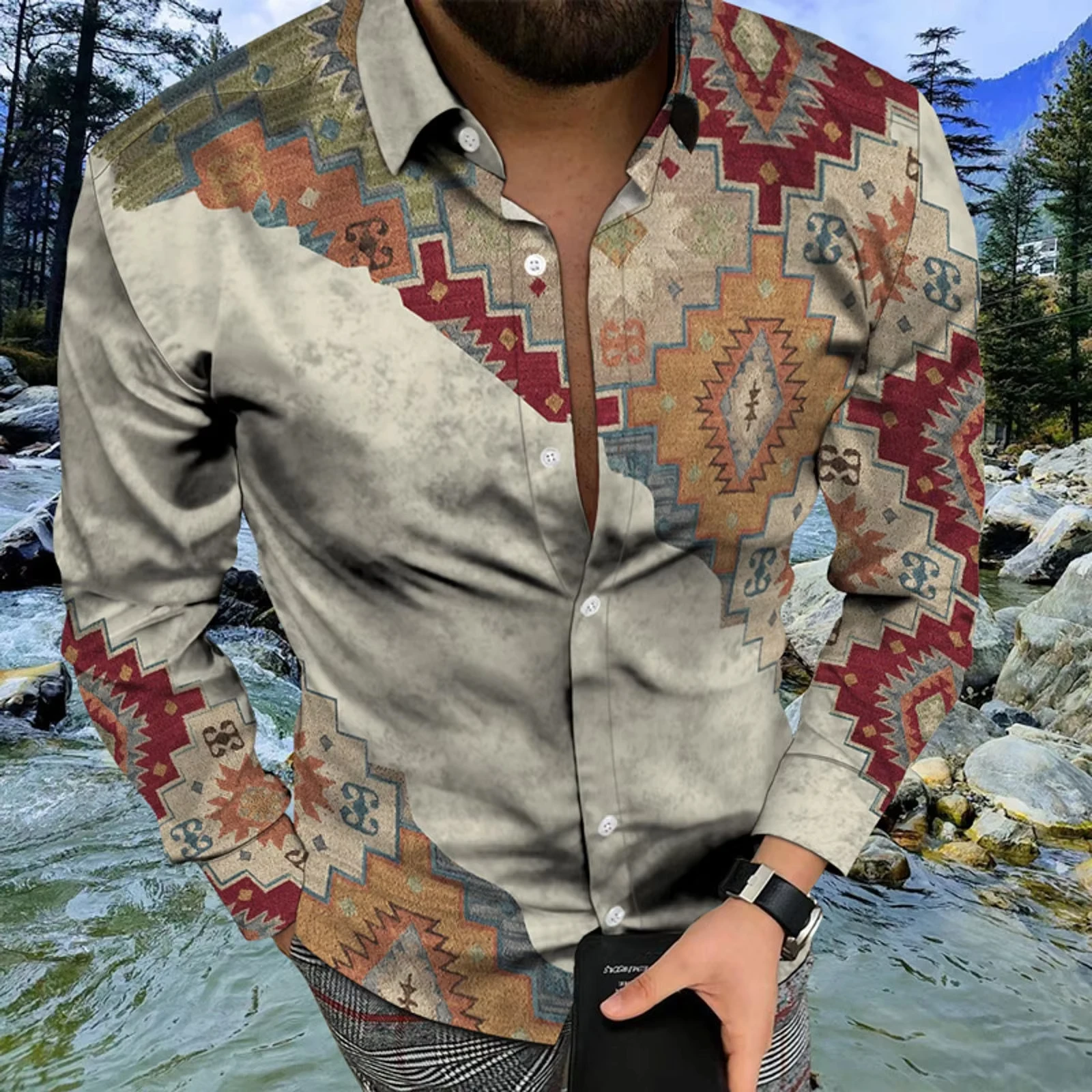 Floral Pattern Fashion Casual Men's Long Sleeve Shirt Formal Shirt Party Evening Summer Spring Autumn Lapel Long Sleeve2025