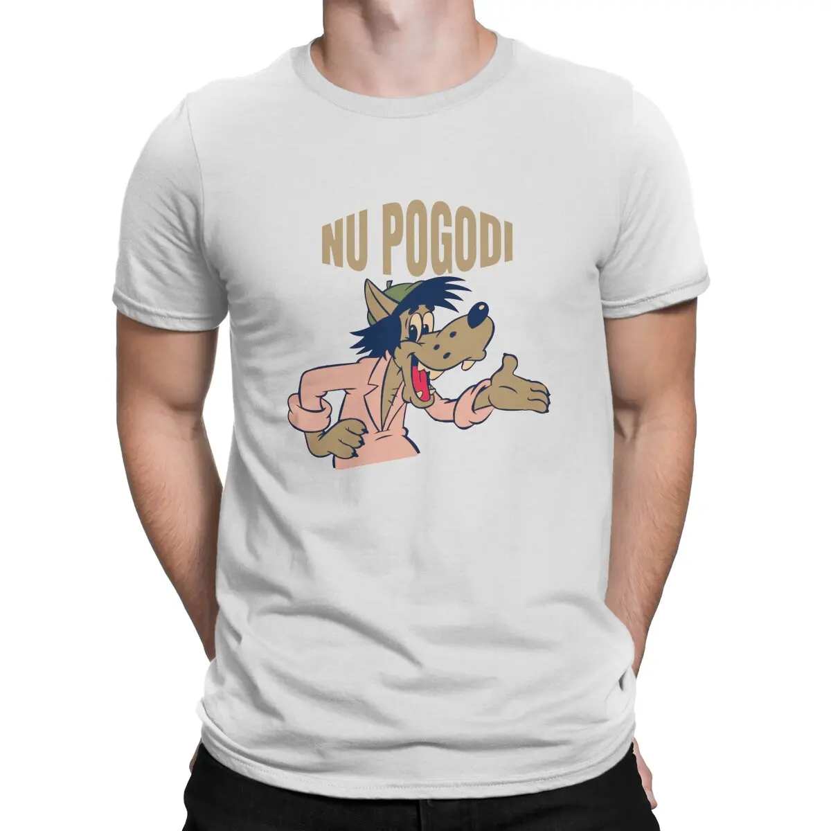 Nu Pogodi The Hare Catoon Creative TShirt for Men Russian Wolf Classic Round Collar Polyester T Shirt