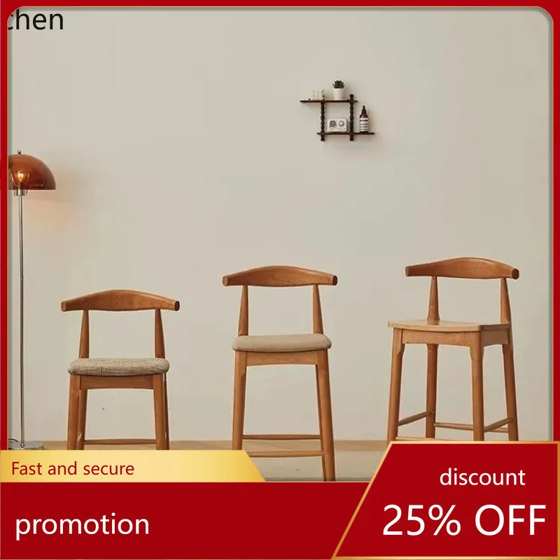 

Барный стул YFY из массива дерева, современный, простой, для дома, с высокой спинкой, для кафе/ресепшн