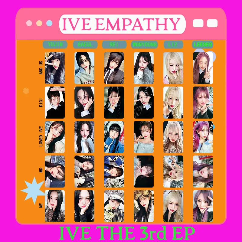 جديد Kpop IVE ألبوم جديد EMPATHY صورة بطاقات التصوير الفوتوغرافي IVE Lomo بطاقات Yujin Gaeul Wonyoung LIZ Rei Leeseo بطاقة الصور هدية